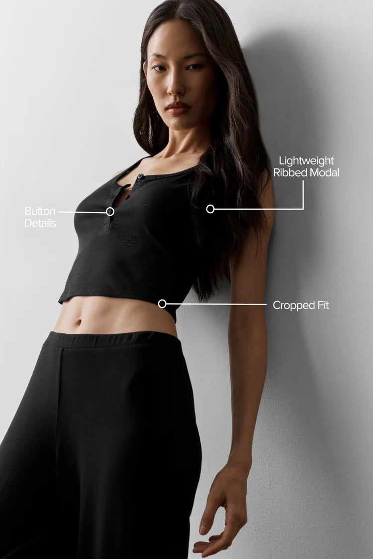 Débardeur Modal Côtelé Henley